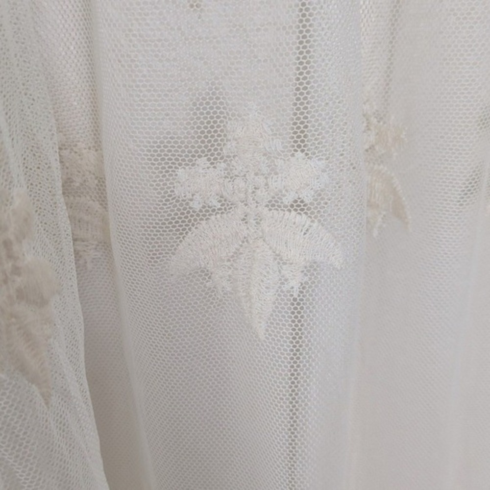 Boho Lace Open Front Cardigan Cream Floral Embroidery Layering Duster M/L - Picture 6 of 9